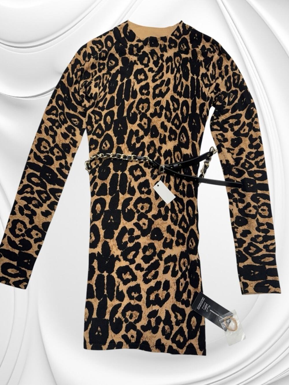 INC Women’s Small Leopard Long Sleeve Mini Dress